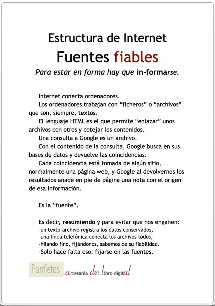 fuentes fiables. panfleto
